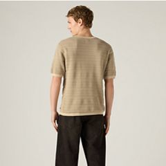 Ani Short-Sleeve Sweater — Textured Stripe Brindle and Fields Of Rye - Brown 4