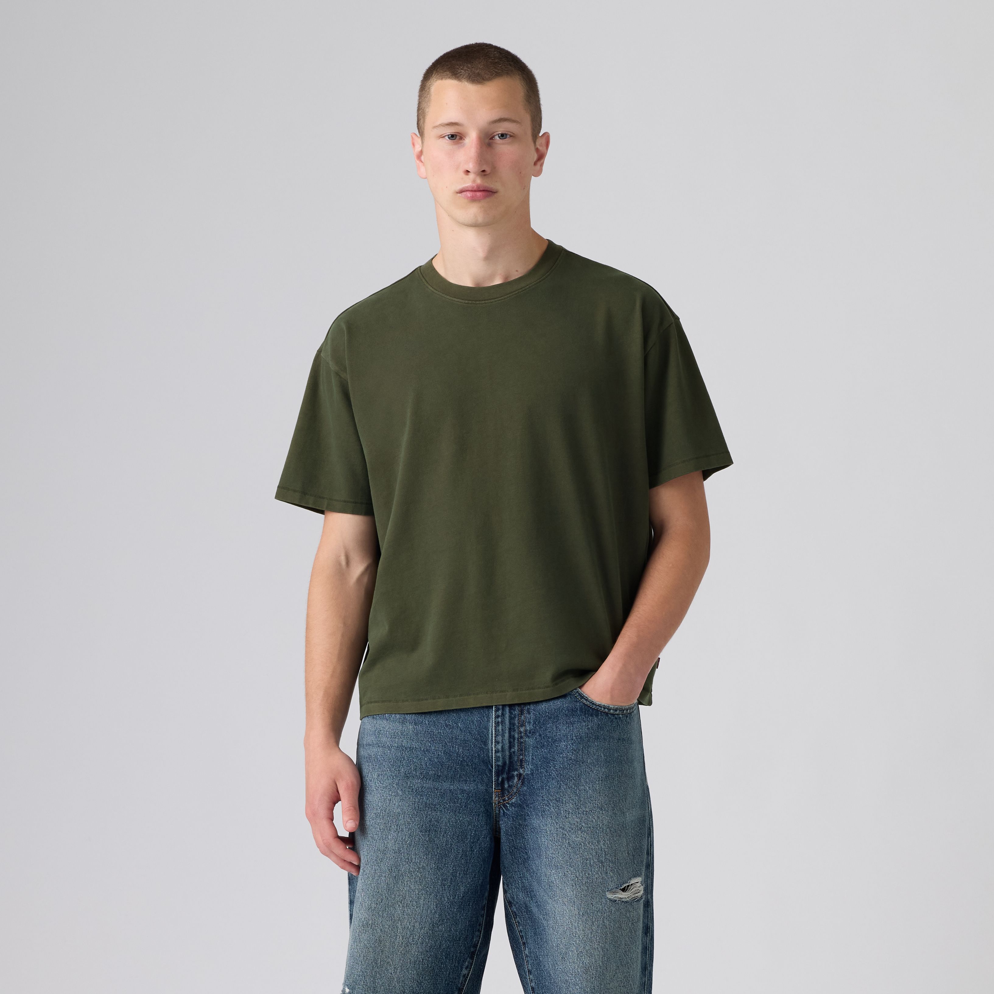 Boxy Short-Sleeve Grunge Wash T-Shirt 3