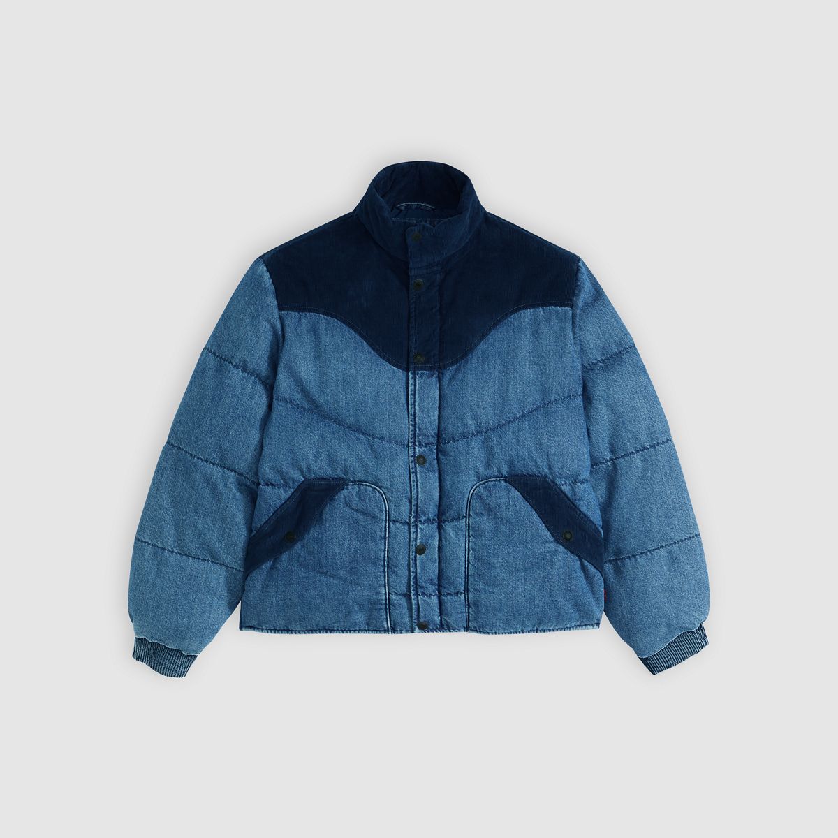 Wild West Short Puffer Jacket — Riverbank - Medium Wash
