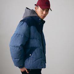 Wild West Short Puffer Jacket — Riverbank - Medium Wash 3