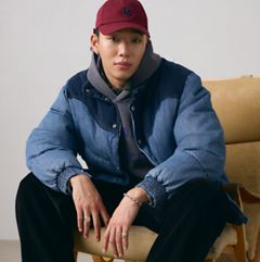 Wild West Short Puffer Jacket — Riverbank - Medium Wash 1