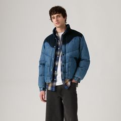 Wild West Short Puffer Jacket — Riverbank - Medium Wash 4