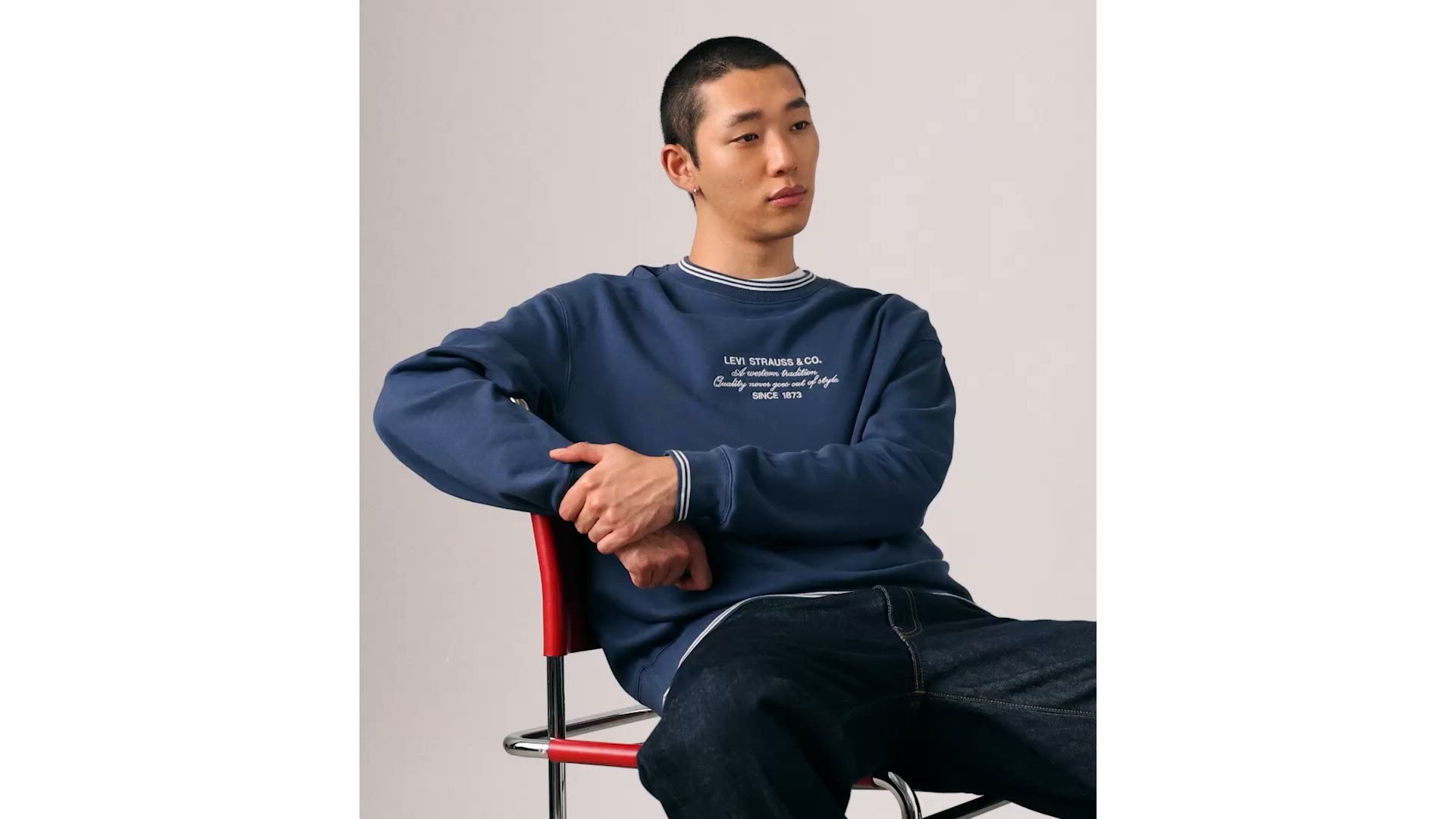 Embroidered Tipped Graphic Crewneck Sweatshirt 1
