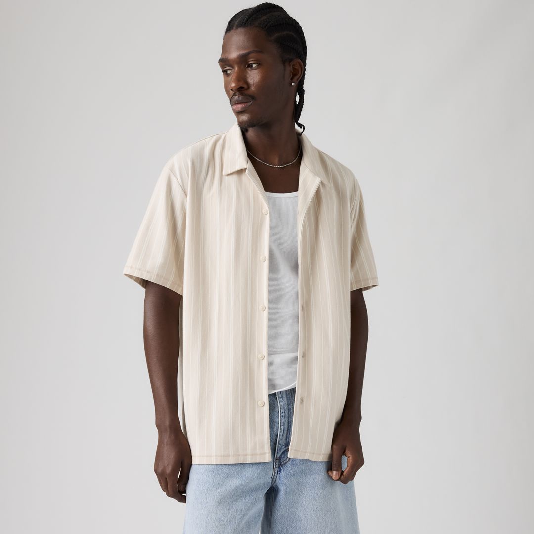 Levis Premium Men's Short-Sleeve Knit Camp Shirt - Pumice