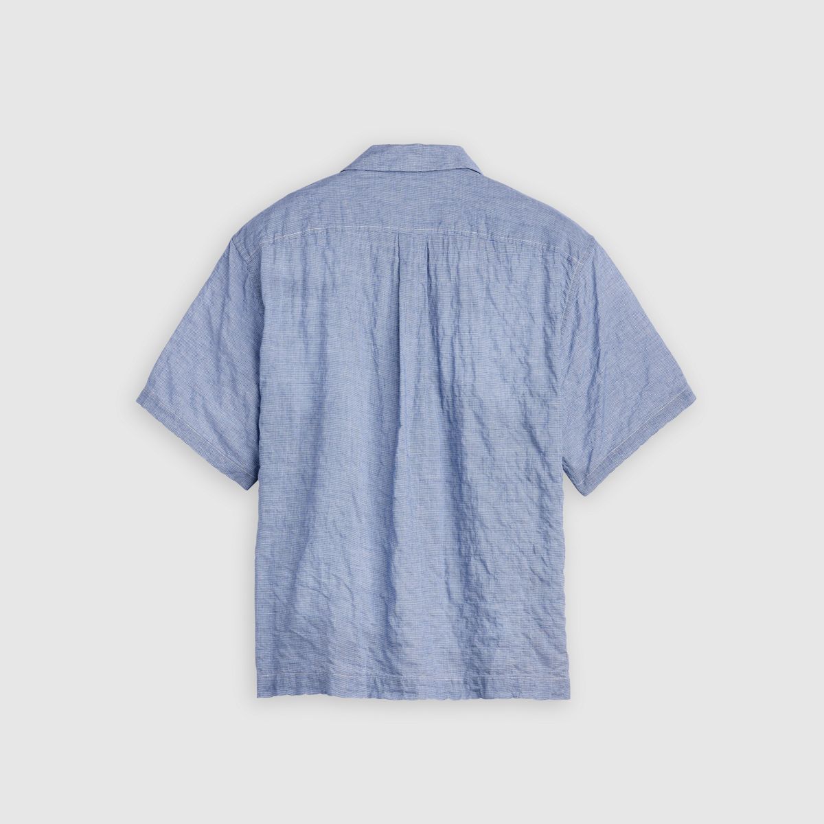 Short-Sleeve Camp Shirt — Mini Plaid - Blue