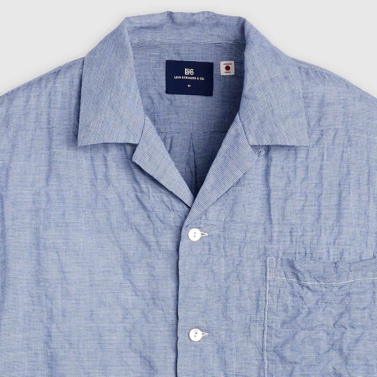 Short-Sleeve Camp Shirt — Mini Plaid - Blue