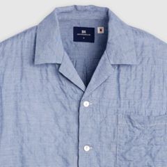 Short-Sleeve Camp Shirt — Mini Plaid - Blue 8