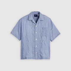 Short-Sleeve Camp Shirt — Mini Plaid - Blue 6
