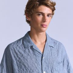 Short-Sleeve Camp Shirt — Mini Plaid - Blue 2