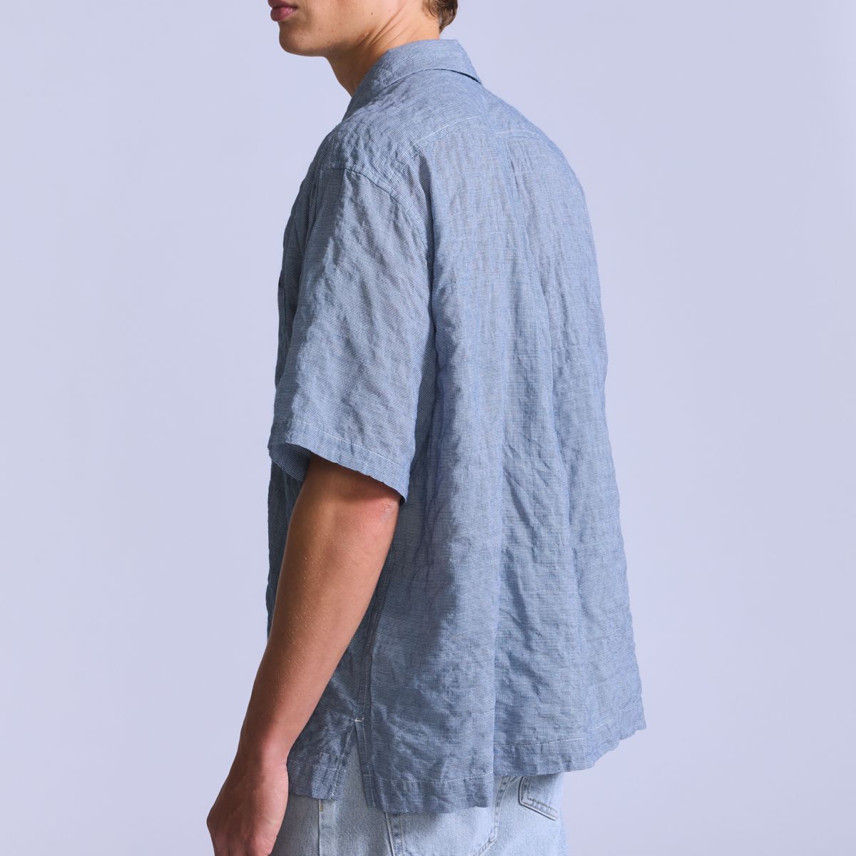 Short-Sleeve Camp Shirt — Mini Plaid - Blue