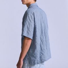 Short-Sleeve Camp Shirt — Mini Plaid - Blue 3