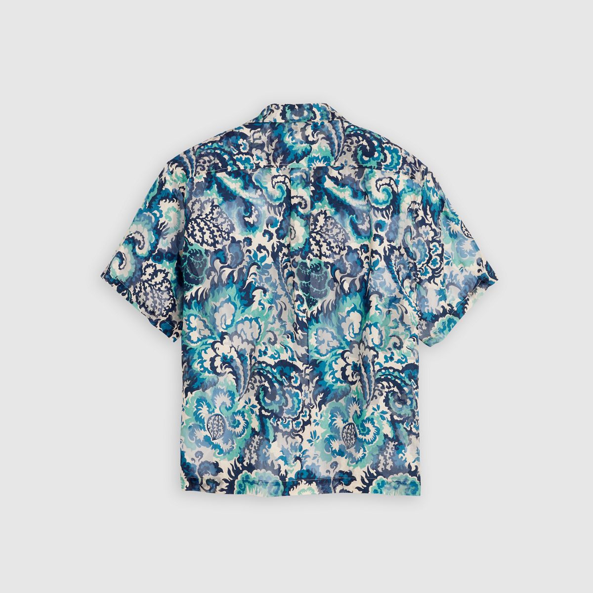 Short-Sleeve Camp Shirt — Jacquard - Blue