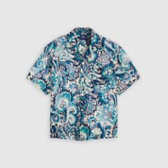 Short-Sleeve Camp Shirt — Jacquard - Blue 6