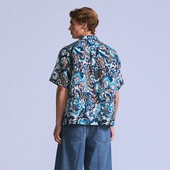 Short-Sleeve Camp Shirt — Jacquard - Blue 5