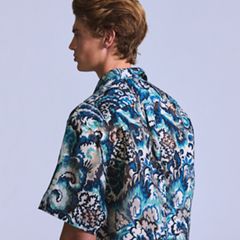 Short-Sleeve Camp Shirt — Jacquard - Blue 3