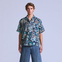 Short-Sleeve Camp Shirt — Jacquard - Blue 4