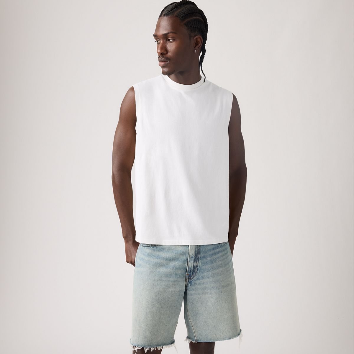90's Fade Wash Muscle Tank — Bright White - White