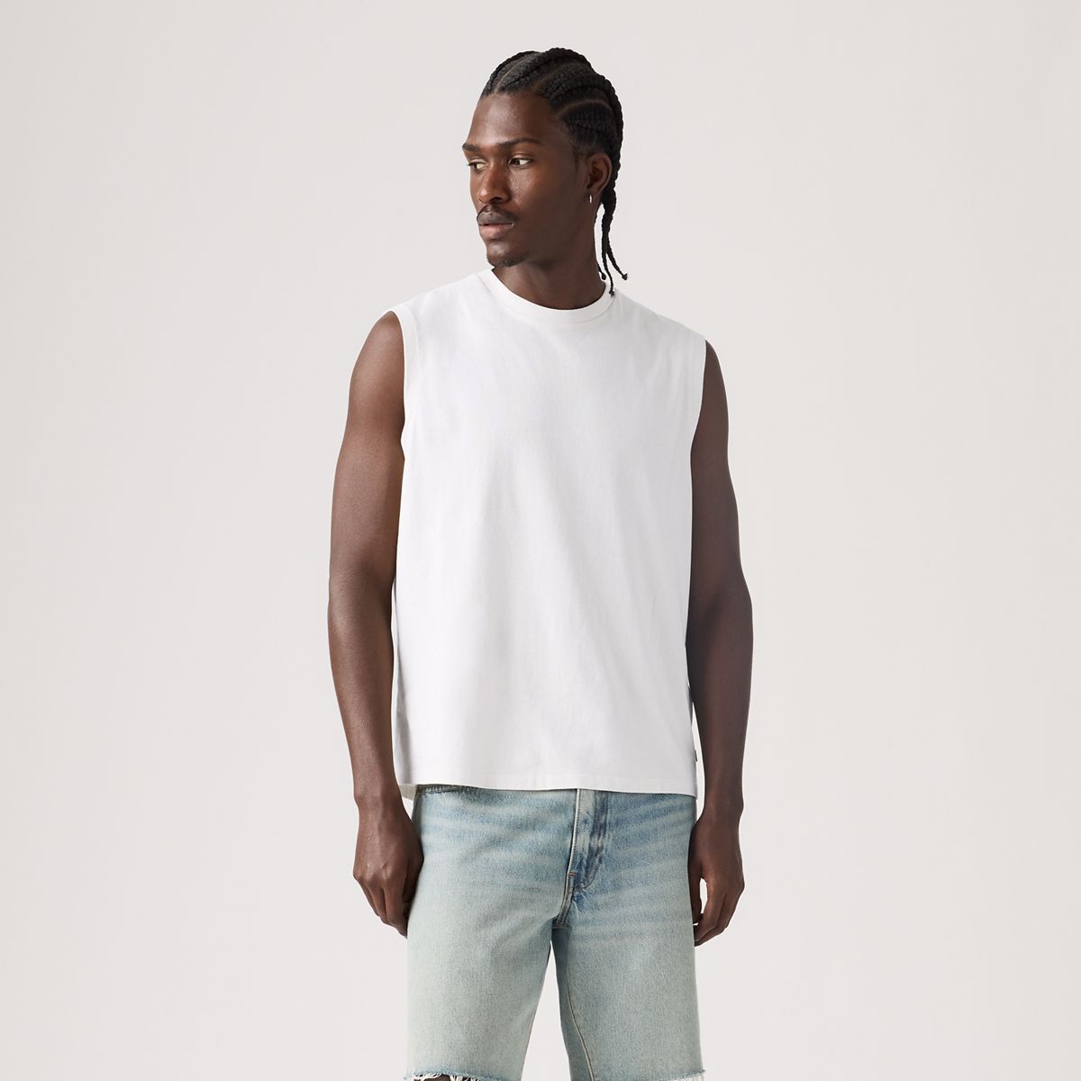 90's Fade Wash Muscle Tank — Bright White - White
