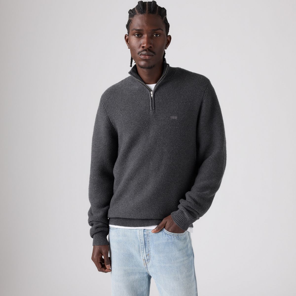 Housemark Quarter Zip Sweater — Obscidian Heather - Black