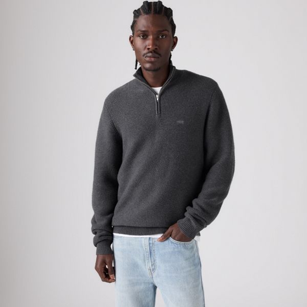 Housemark Quarter Zip Sweater — Obscidian Heather - Black
