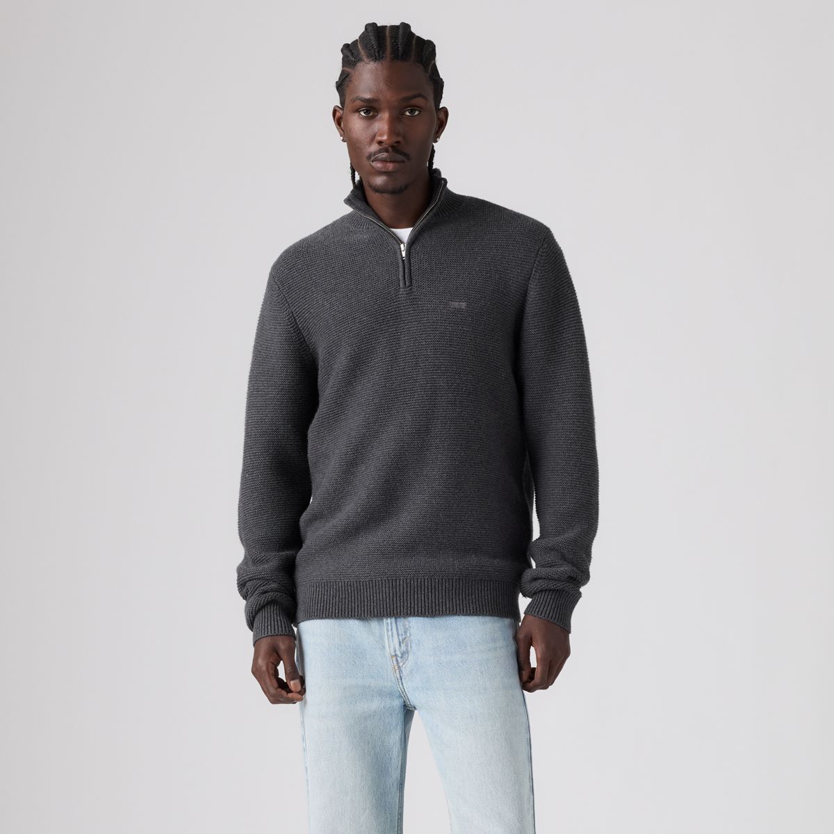 Housemark Quarter Zip Sweater — Obscidian Heather - Black