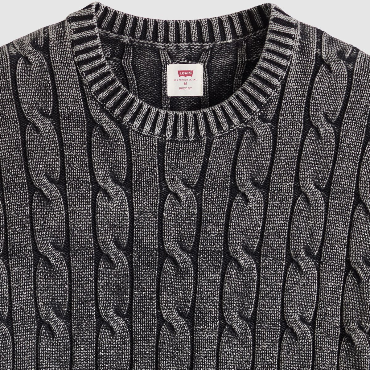 Carmel Cable Crewneck Sweater — Phantom - Black