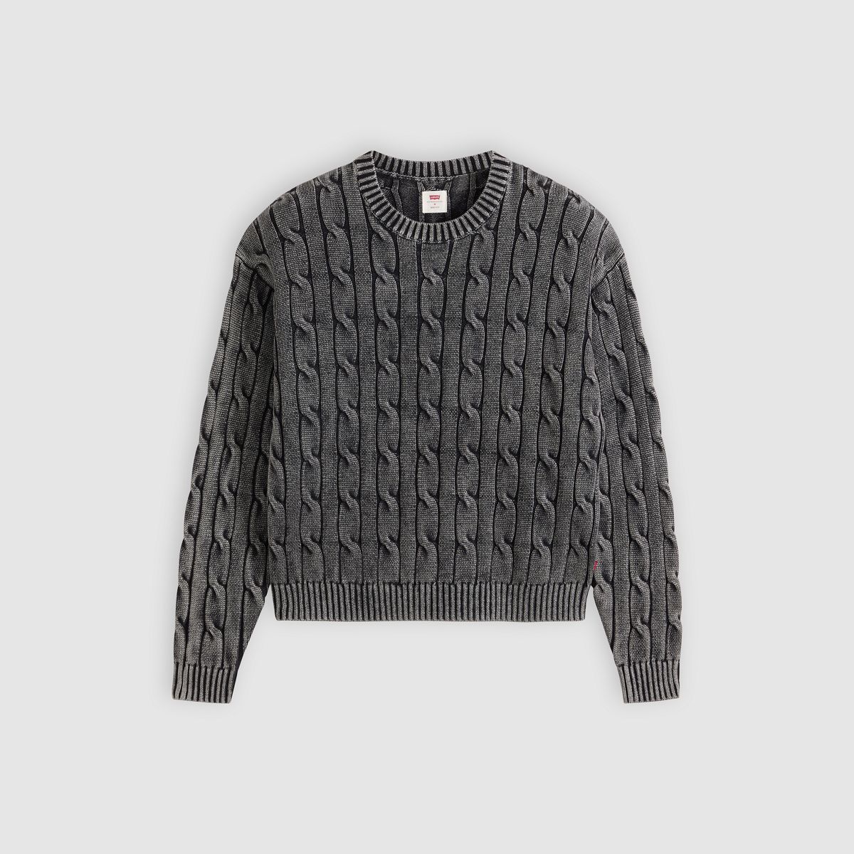 Carmel Cable Crewneck Sweater — Phantom - Black