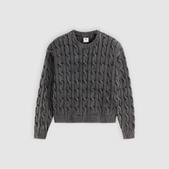 Carmel Cable Crewneck Sweater — Phantom - Black 6