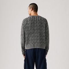 Carmel Cable Crewneck Sweater — Phantom - Black 5