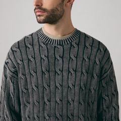Carmel Cable Crewneck Sweater — Phantom - Black 2