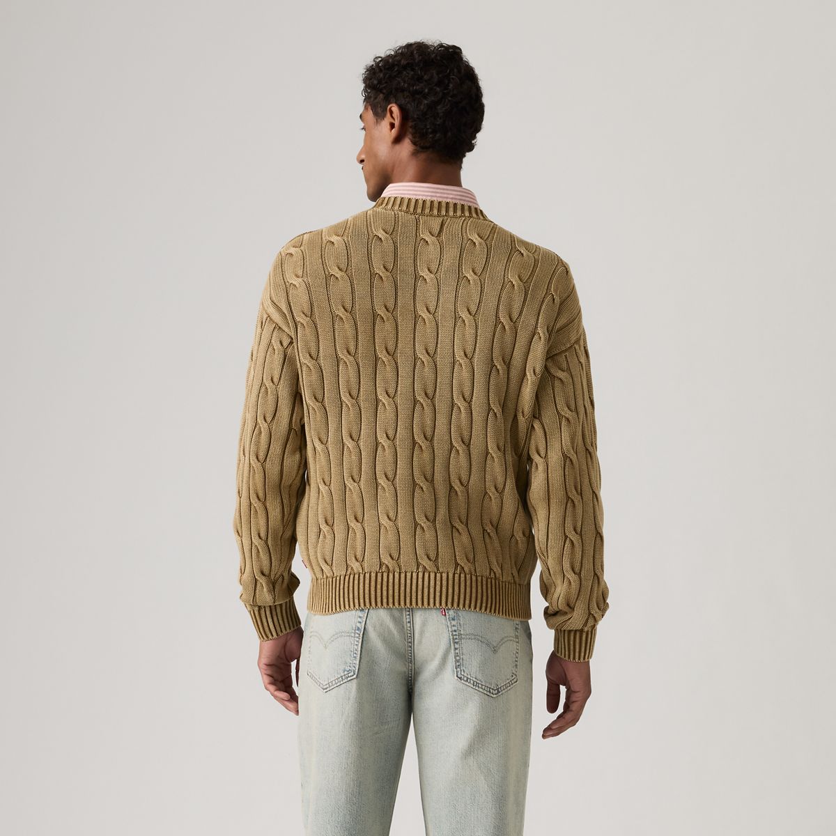Carmel Cable Crew Sweater — Pine Bark - Brown