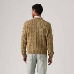Carmel Cable Crew Sweater — Pine Bark - Brown 4