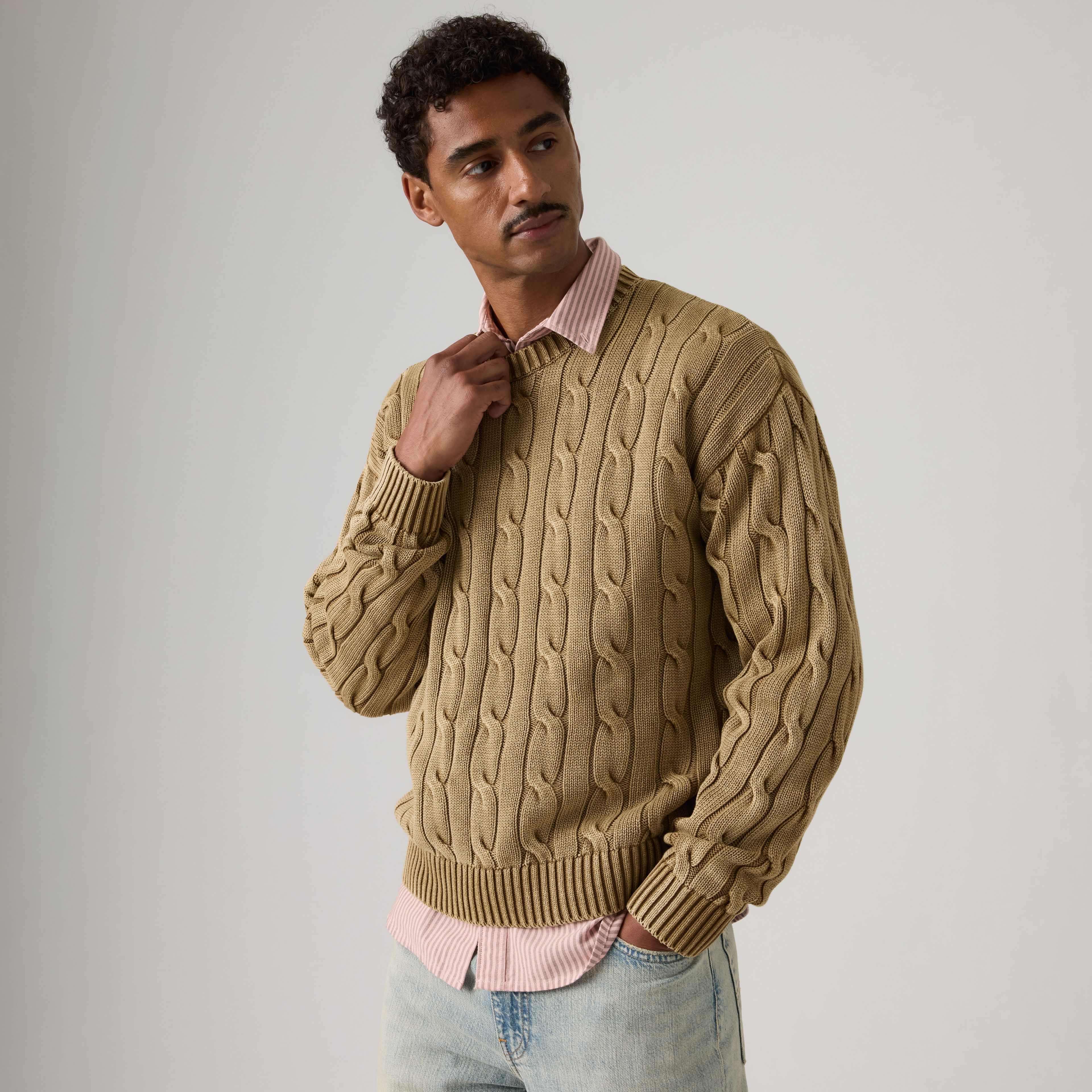 Carmel Cable Crew Sweater