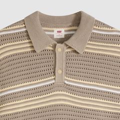 100% Cotton Laguna Sweater Polo — Terrace Stripe Vintage Khaki - Tan 7