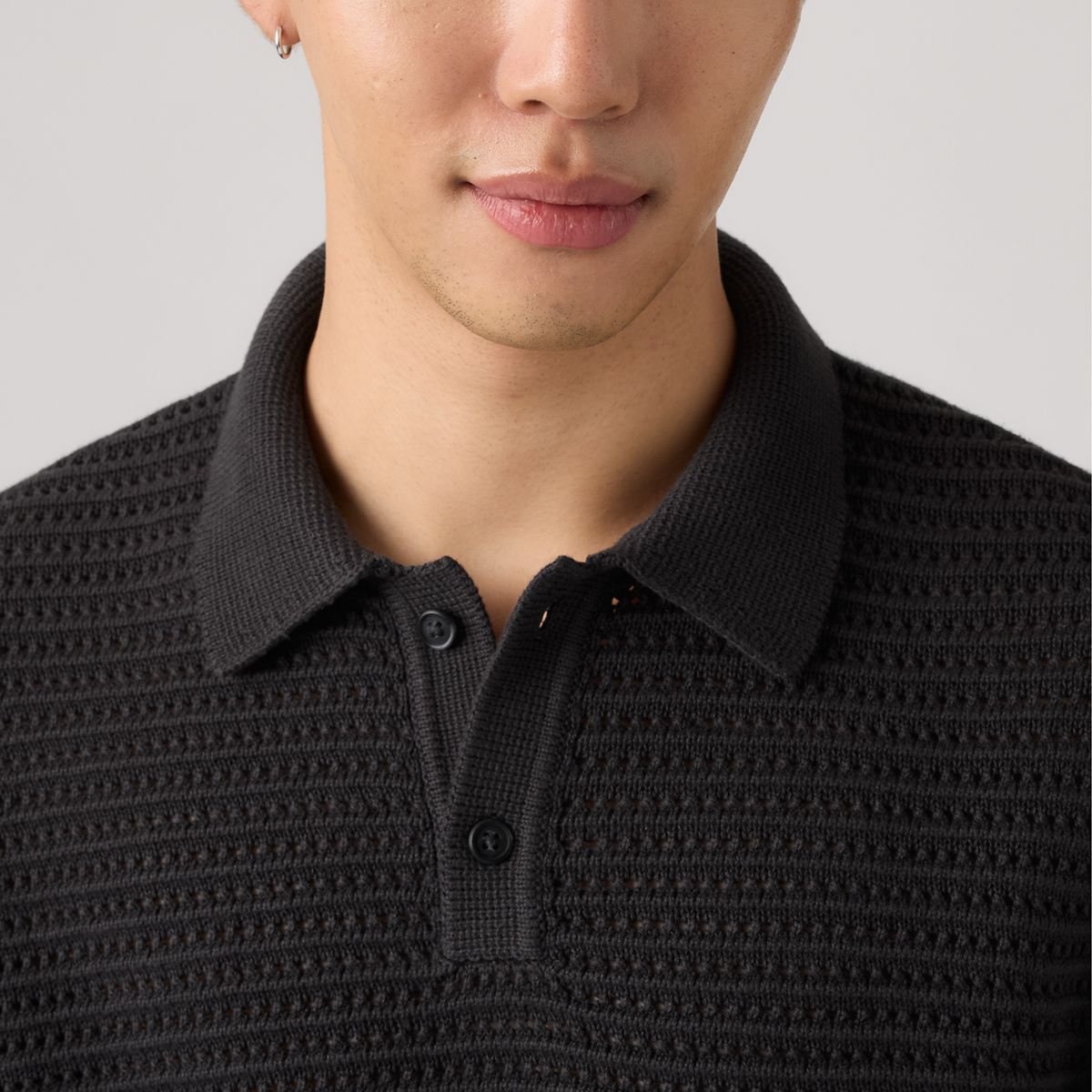 100% Cotton Laguna Sweater Polo — Dark Phantom - Black