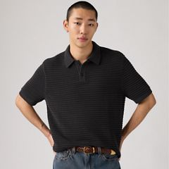 100% Cotton Laguna Sweater Polo — Dark Phantom - Black 1