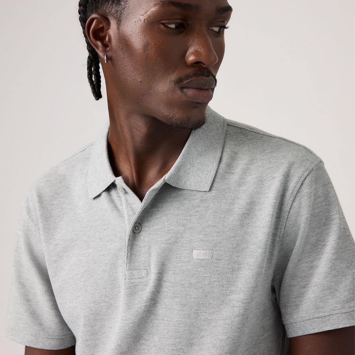 100% Cotton Levi's Original Polo — Mid Tone Grey Heather - White