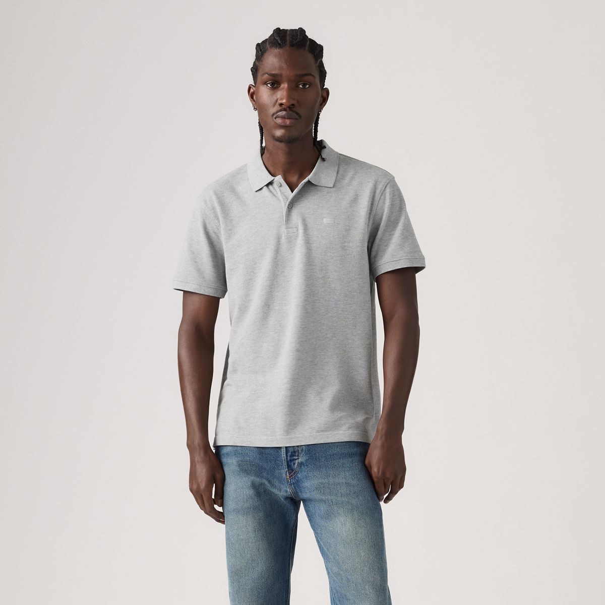 100% Cotton Levi's Original Polo — Mid Tone Grey Heather - White