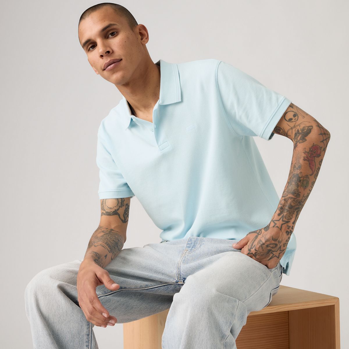 100% Cotton Levi's Original Polo — Omphalodes - Blue