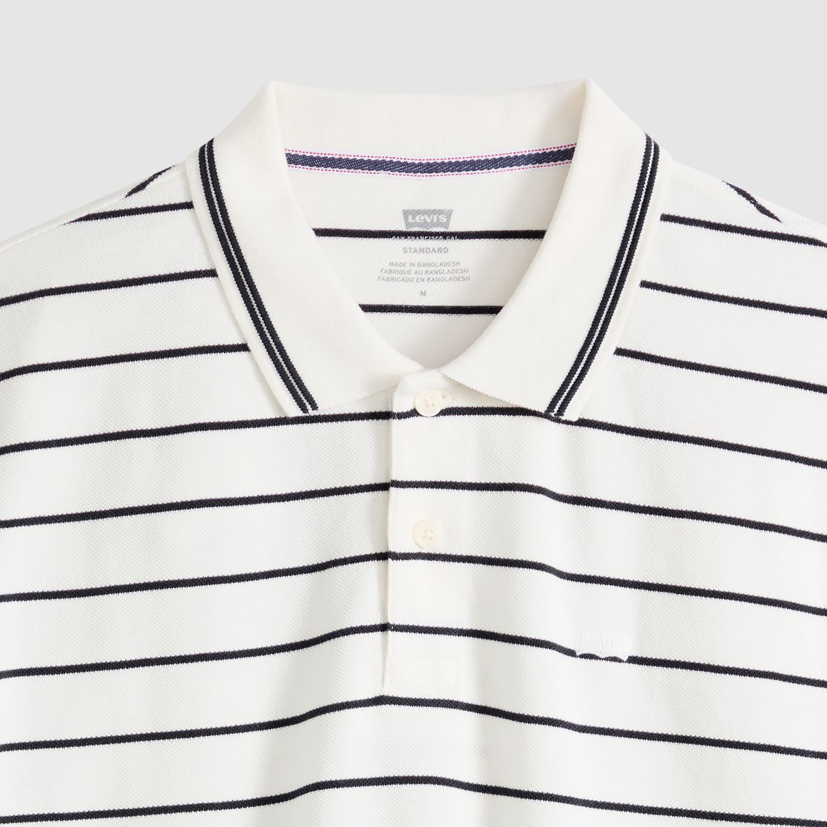 100% Cotton Levi's Original Polo — Teddy Stripe Egret - White