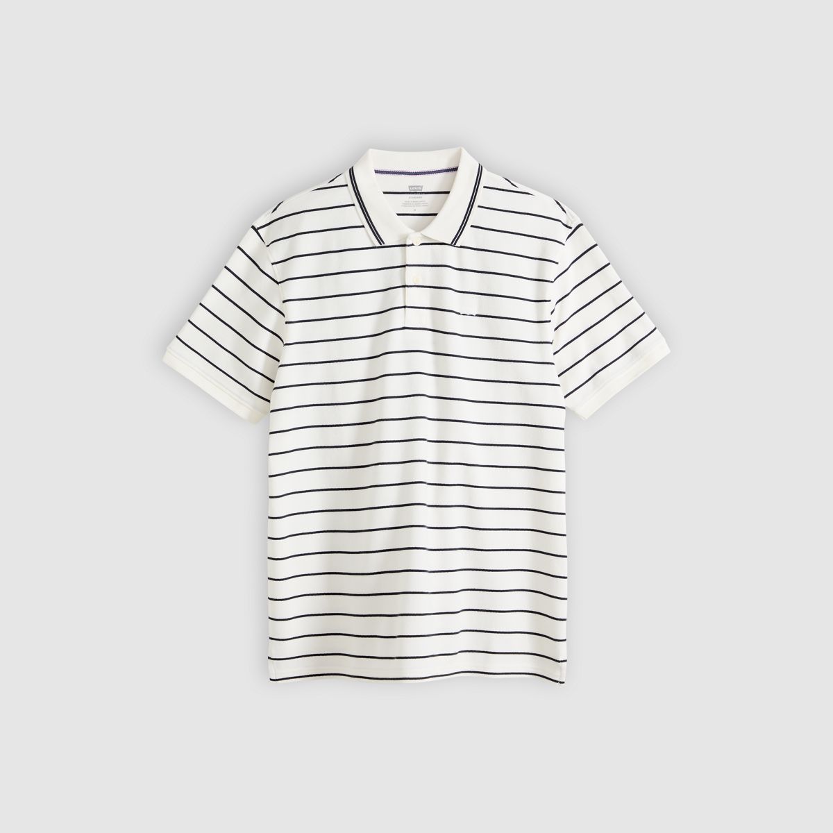 100% Cotton Levi's Original Polo — Teddy Stripe Egret - White