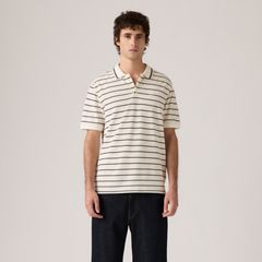 100% Cotton Levi's Original Polo — Teddy Stripe Egret - White 3
