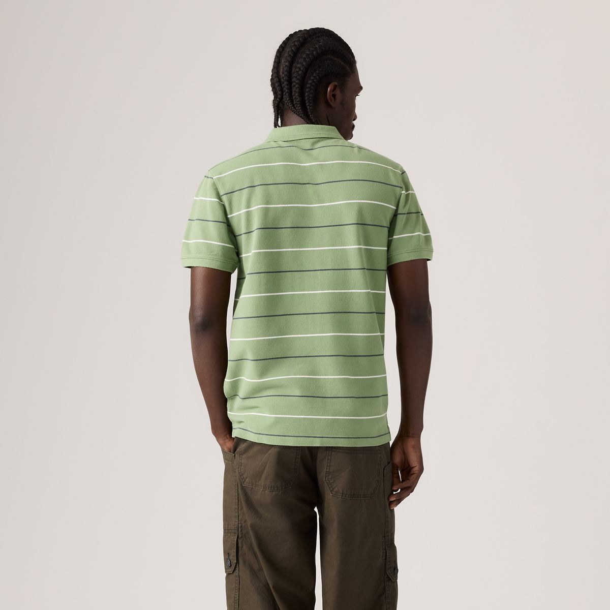100% Cotton Levi's Original Polo — Doyle Stripe Shale Green - Green