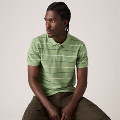 100% Cotton Levi's Original Polo — Doyle Stripe Shale Green - Green 2