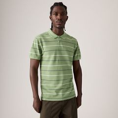 100% Cotton Levi's Original Polo — Doyle Stripe Shale Green - Green 1