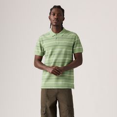100% Cotton Levi's Original Polo — Doyle Stripe Shale Green - Green 3