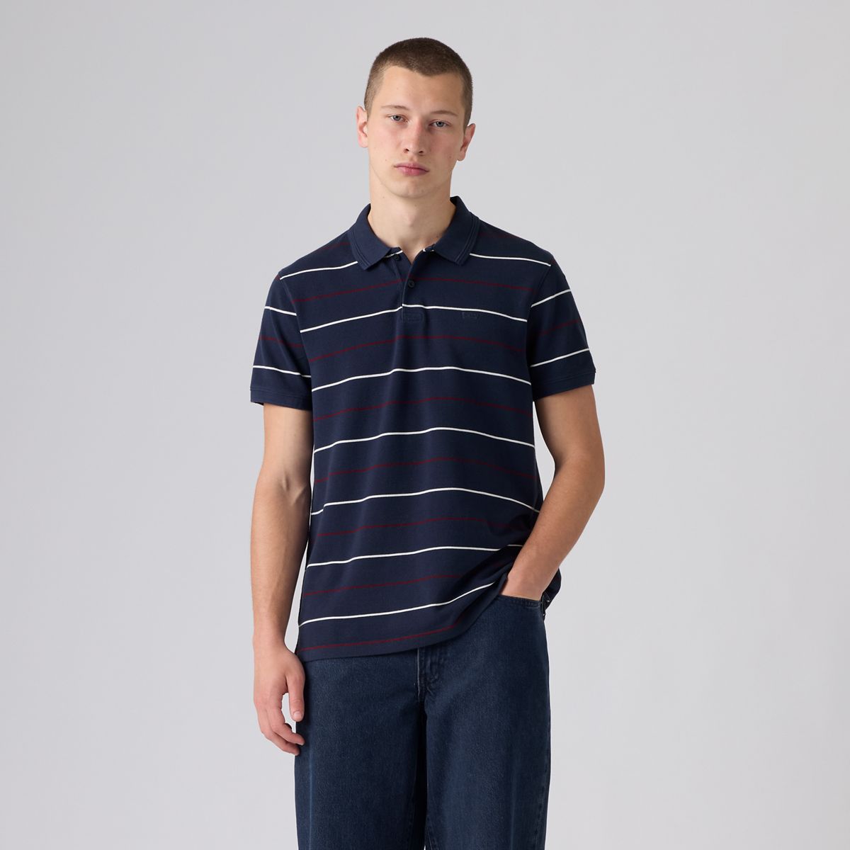 100% Cotton Levi's Original Polo — Doyle Stripe Navy Blazer - Blue