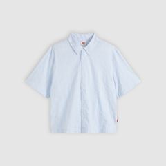 Short-Sleeve Lama Boxy Shirt — Bernal Stripe Soft Chambray - Blue 6