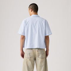 Short-Sleeve Lama Boxy Shirt — Bernal Stripe Soft Chambray - Blue 5