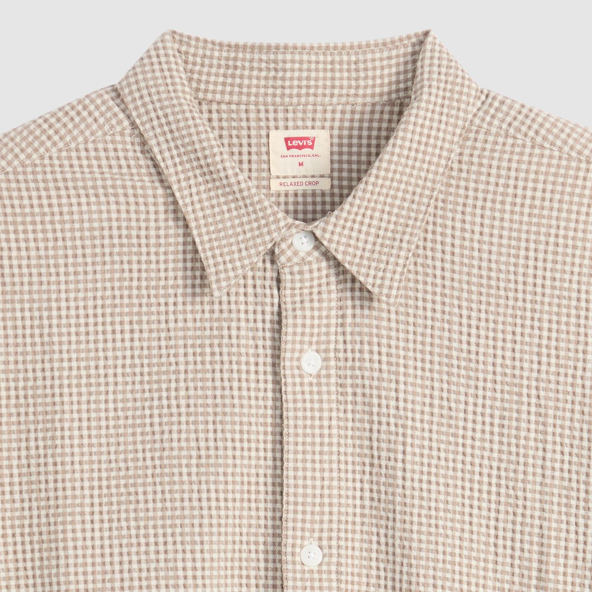 Short-Sleeve Lama Boxy Shirt — Cadiz Plaid Silver Birch - Brown